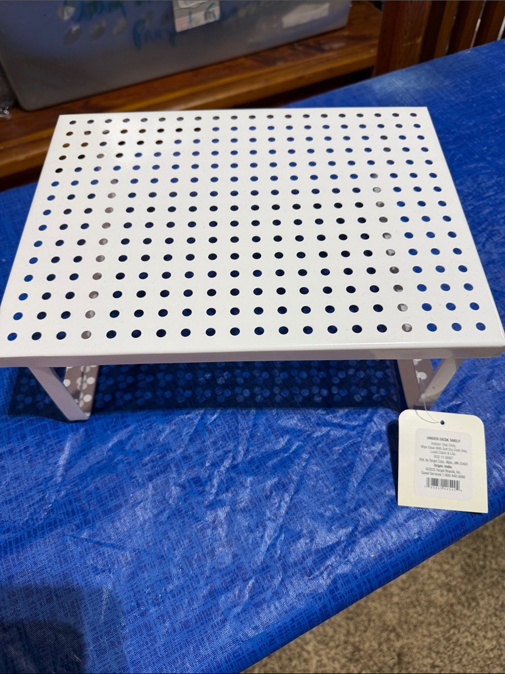 Perforated White Metal Desktop Riser - Brand Unknown
